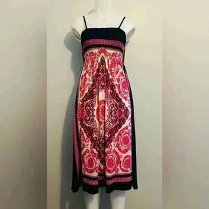 Cristina Love sz S women’s hot pink, cream, black dress, vibrant beautiful beach